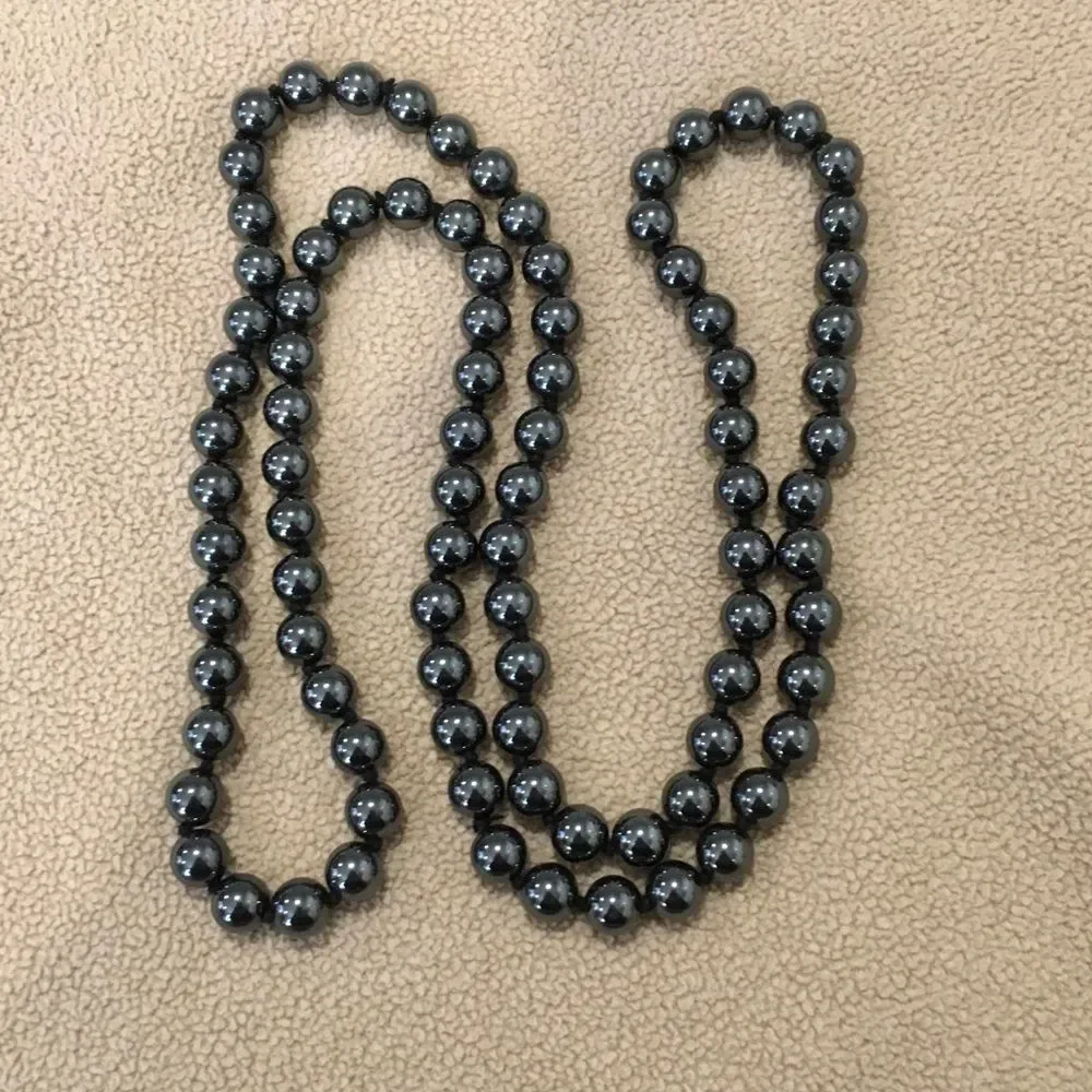 Vintage Hematite Necklace 32 Inches Long